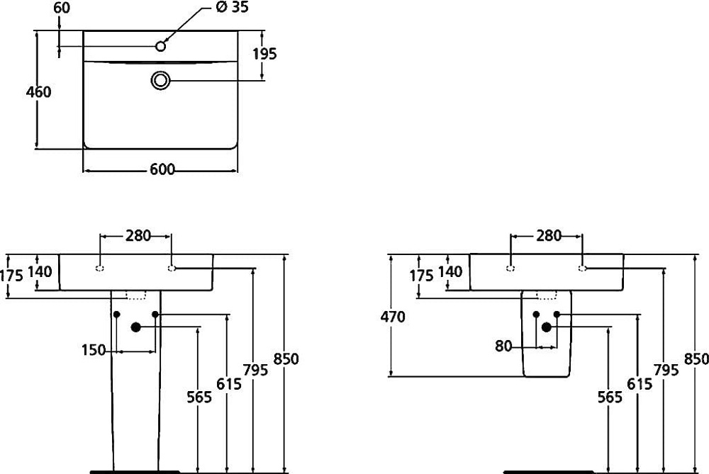 Мебельная раковина Ideal Standard Connect Cube E794501 60 см