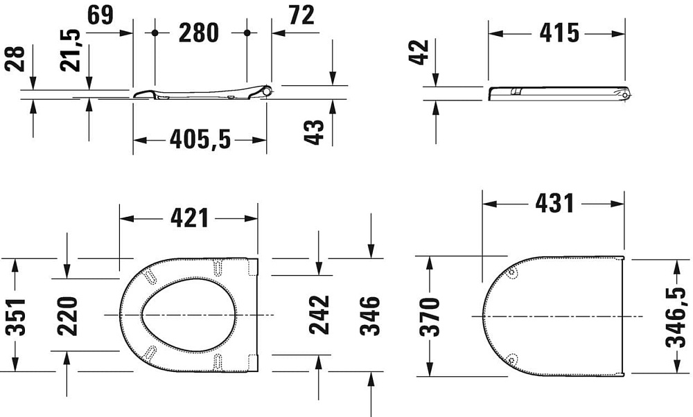 Унитаз подвесной Duravit Starck 3 2202090000 65000000 белый