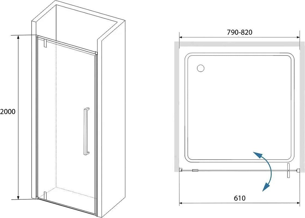 Душевой уголок RGW Stilvoll SV-02B+100 см (79-82)x100x200 профиль черный матовый, стекло прозрачное