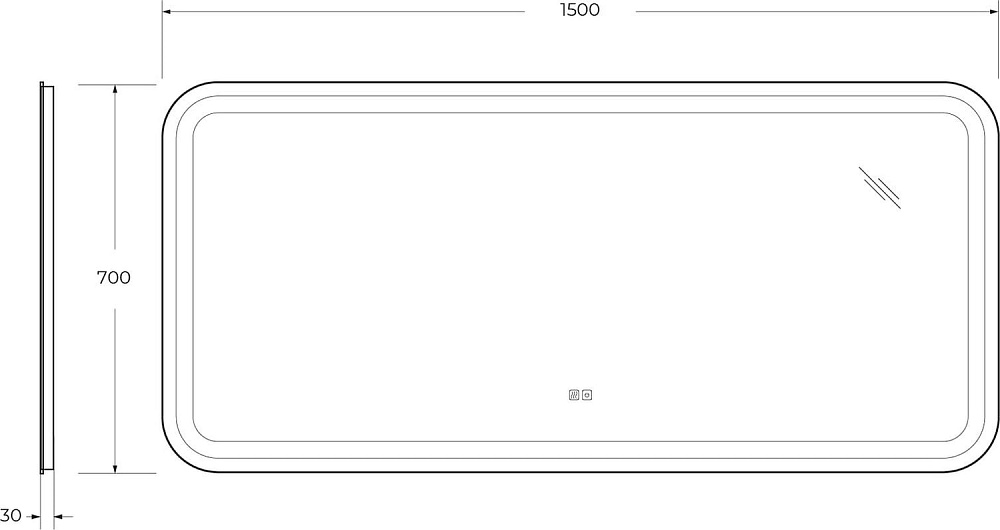 Зеркало Cezares Stylus 150х70 с подсветкой, с антизапотевателем