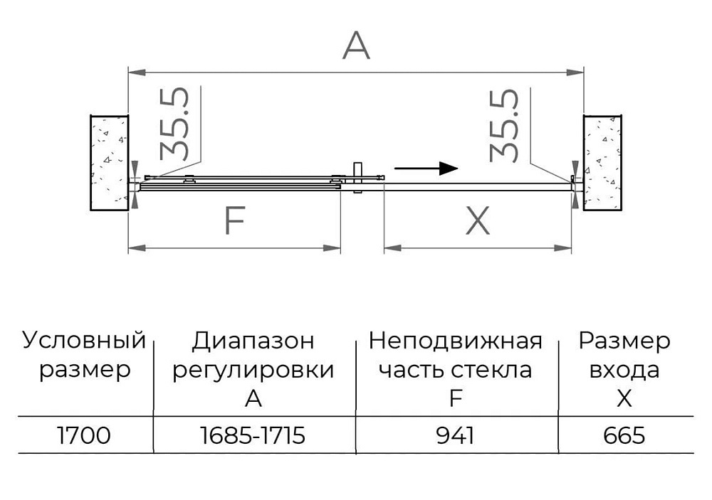 Душевая дверь в нишу RGW Passage PA-017-B 170х195, профиль черный