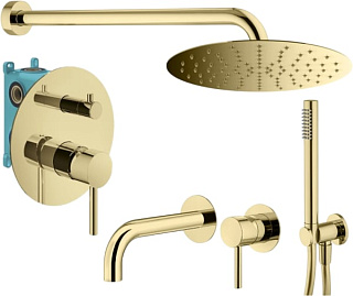 Комплект для ванной Plumberia Selection Ixo KITXO18OR210 С ВНУТРЕННЕЙ ЧАСТЬЮ, золото 24к