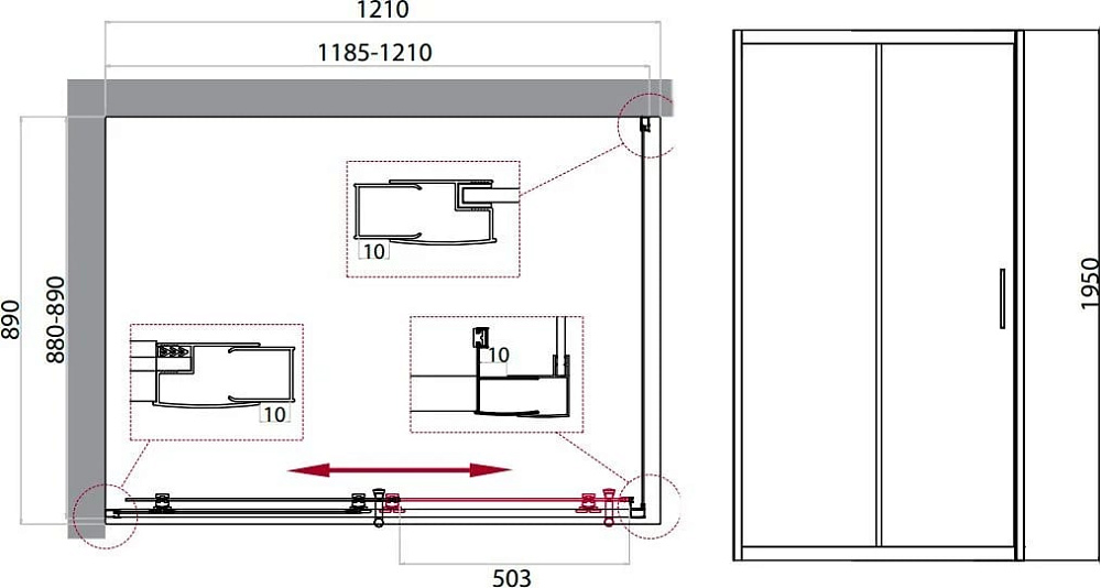 Душевой уголок BelBagno Uno Uno-195 AH 1 120/90 C Cr