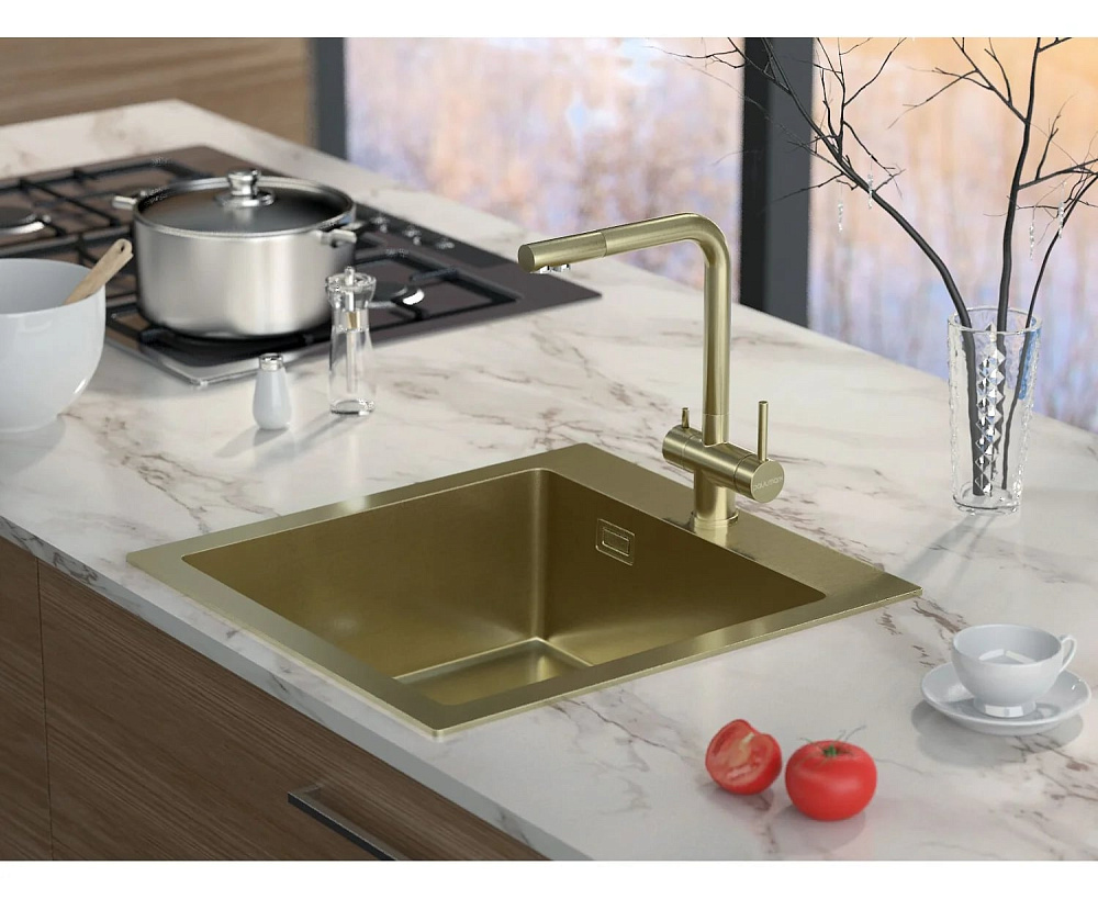 Смеситель для кухни Paulmark Skalen Sk213020-LG, светлое золото