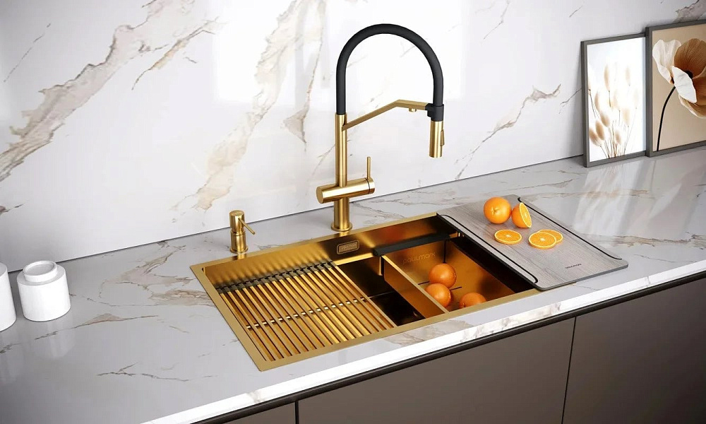 Смеситель для кухни Paulmark Zender Ze213155-BG брашированное золото