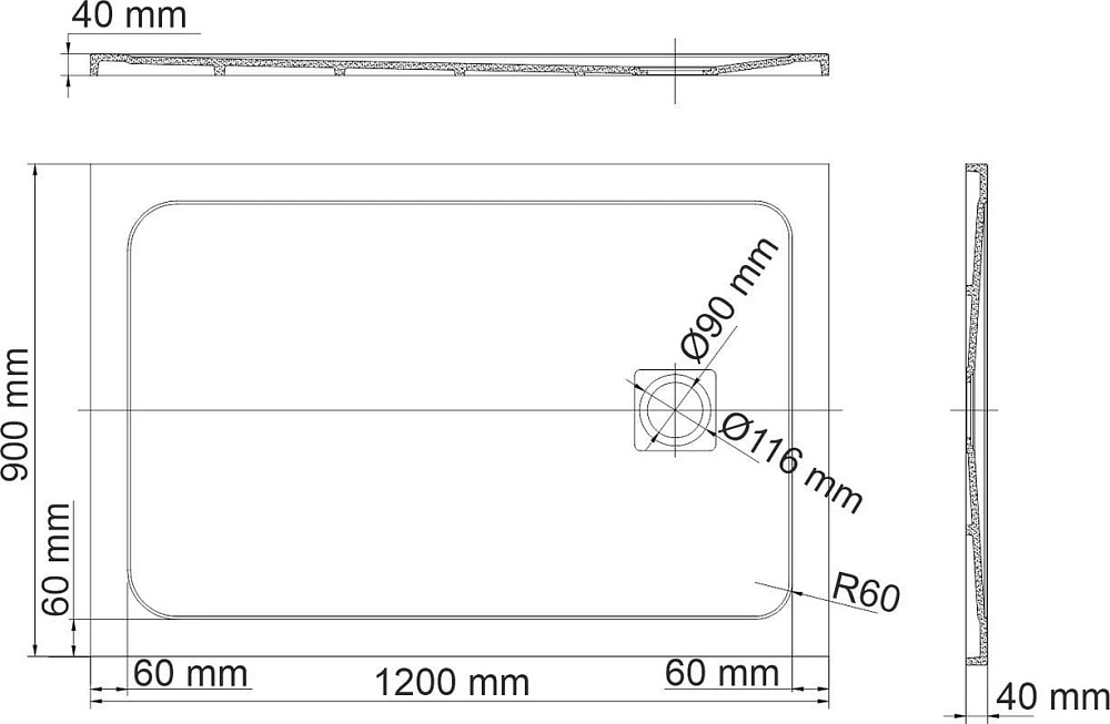 Поддон для душа Wasserkraft Rhin 44T07 120x90