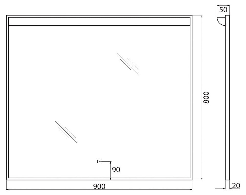 Зеркало BelBagno SPC-UNO-900-800-TCH 90
