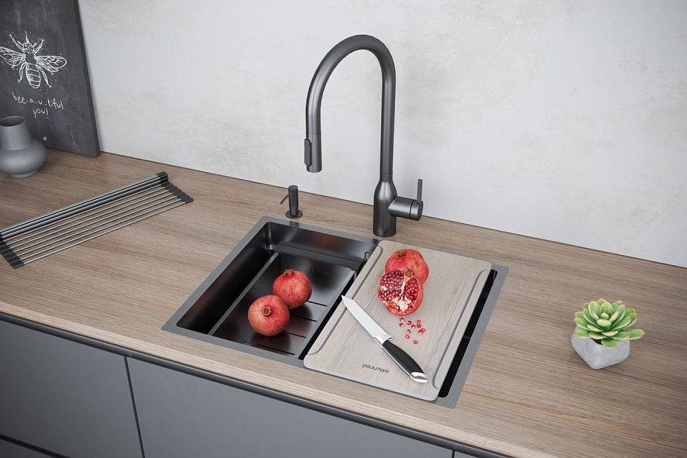 Мойка кухонная Paulmark Next-Multi Sink 58 UNI PM785845-GM вороненая сталь