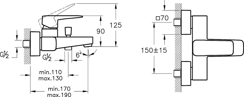Смеситель для ванны с душем VitrA Root Square A4273736EXP, черный
