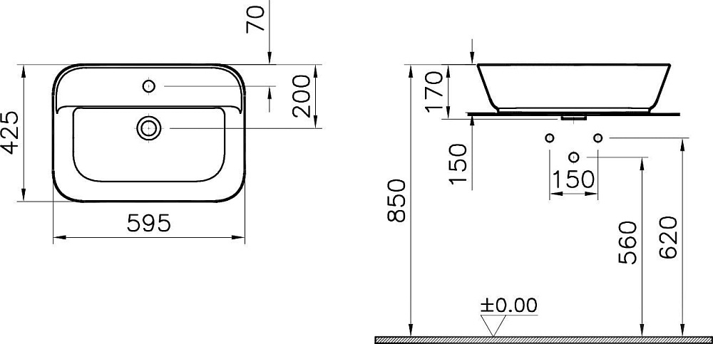 Накладная раковина VitrA Geo 7426B003-0001