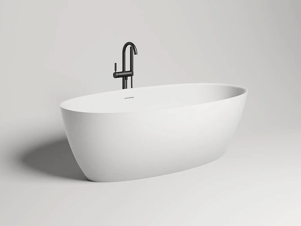 Ванна из искусственного камня Salini Alda S-Sense 160x70 см, отдельностоящая, белая, овальная, со сл
