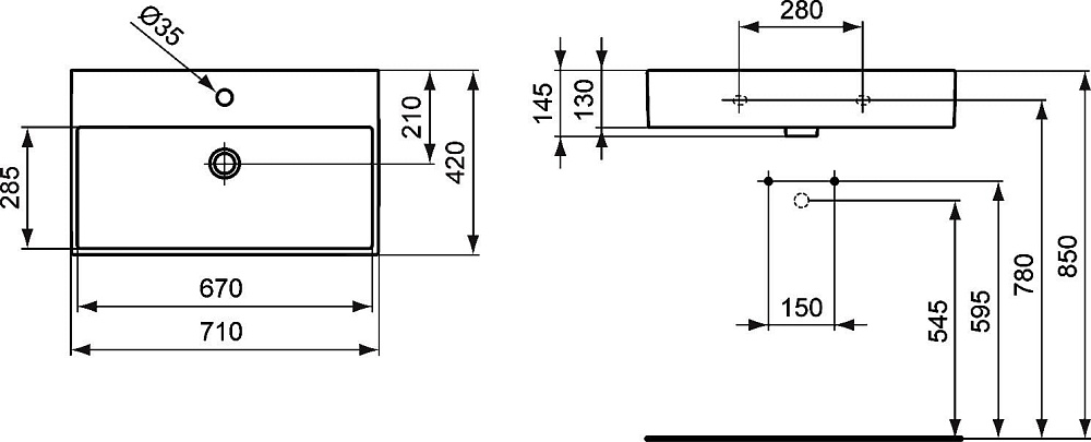 Накладная раковина Ideal Standard Strada K078201 70 см