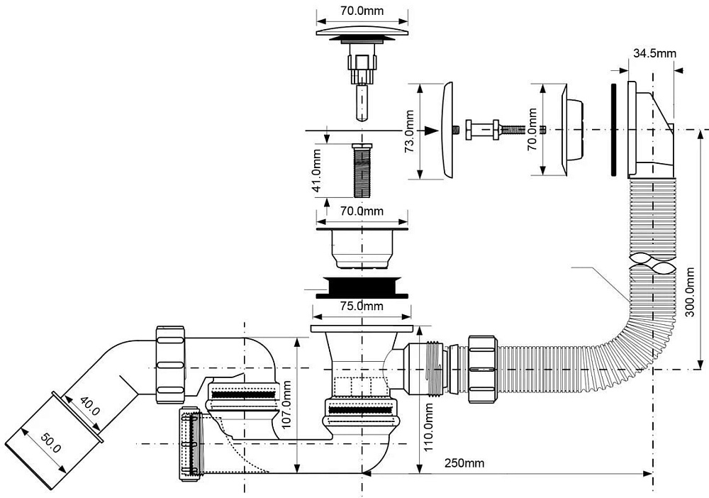 Слив-перелив McAlpine MRB8CB