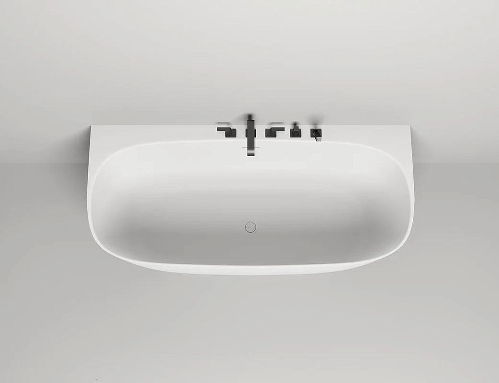 Ванна из искусственного камня Salini Sofia Wall 180x85 см, пристенная, матовая белая, со сливом-пере