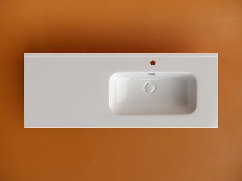 Раковина накладная мебельная Ceramicanova Element прямоугольная 121 с чашей справа с отверстием под 