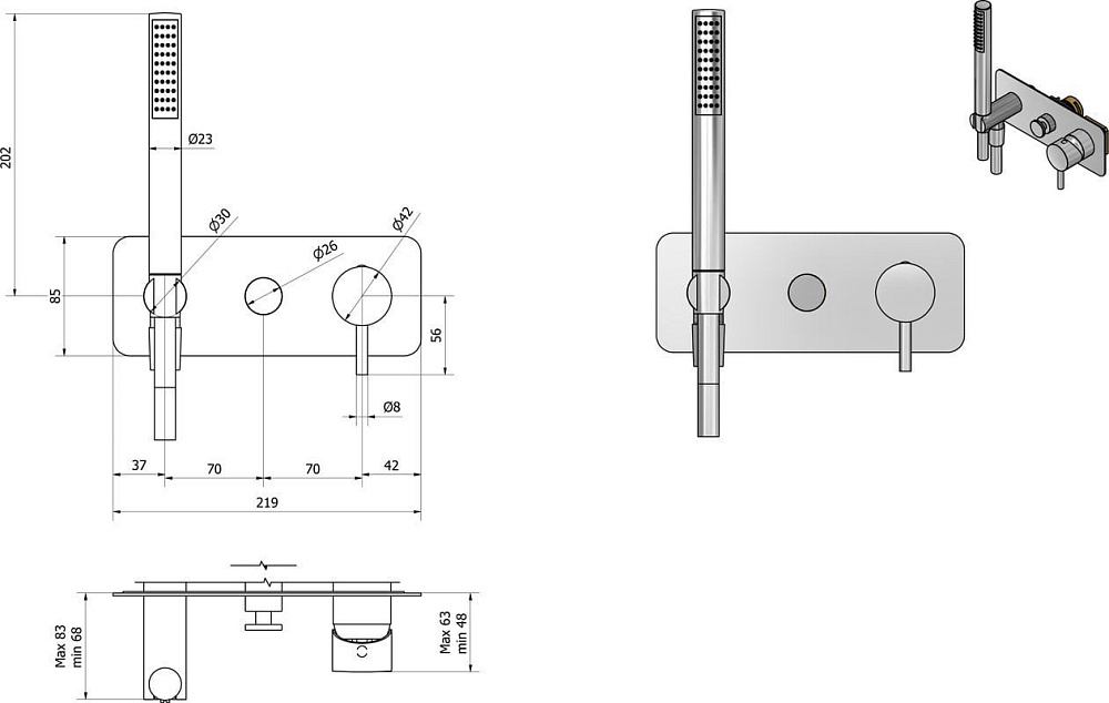 Встраиваемый смеситель IB Rubinetterie Milanotorino EMT313CC chrome