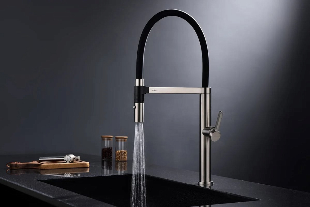 Смеситель для кухни Paulmark Leader Le214101-NI с гибким изливом, никель