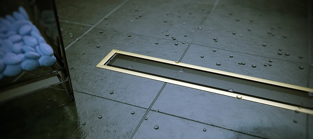 Душевой трап (лоток) Pestan Confluo Premium Gold Black Glass Line Confluo Premium Gold Black Glass L