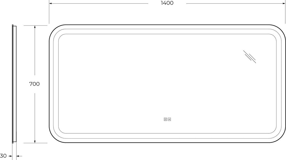 Зеркало Cezares Stylus 140х70 с подсветкой, с антизапотевателем
