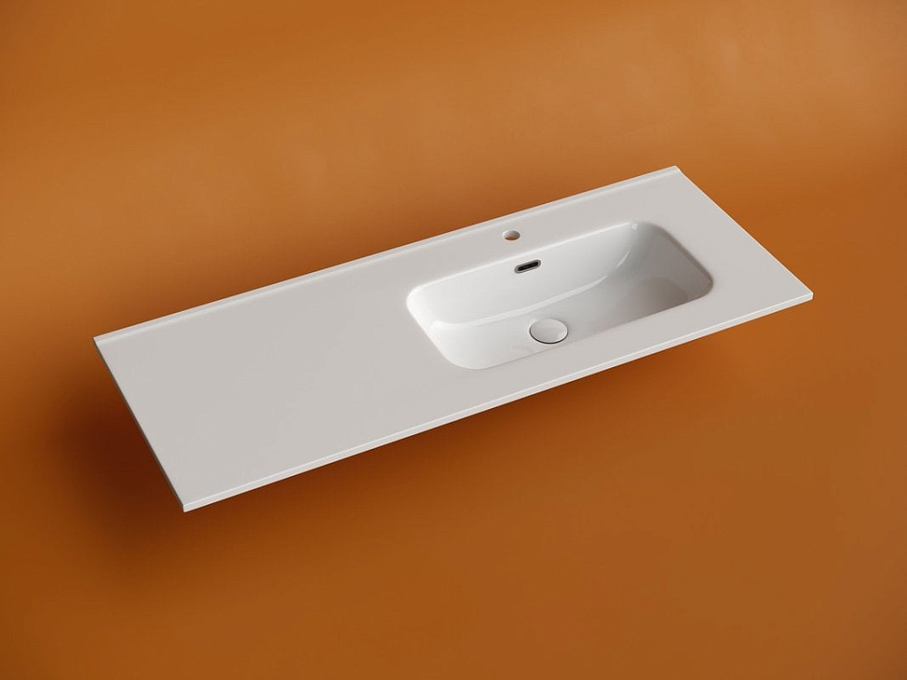 Раковина накладная мебельная Ceramicanova Element прямоугольная 121 с чашей справа с отверстием под 
