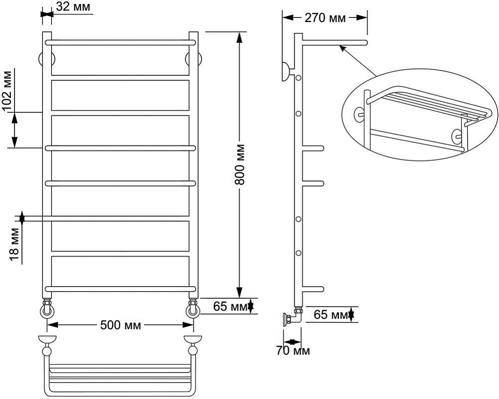 Полотенцесушитель водяной Secado Верона 2 50x80, бронза