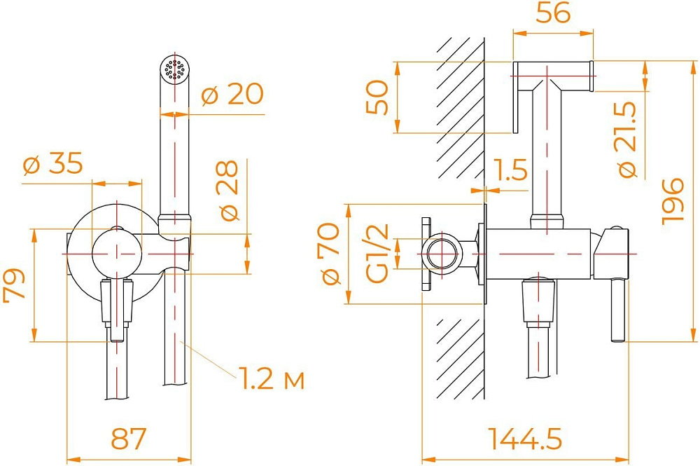 Гигиенический душ RGW Shower Panels SP-211B со смесителем, С ВНУТРЕННЕЙ ЧАСТЬЮ, черный