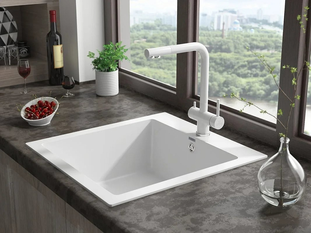 Смеситель для кухни Paulmark Skalen Sk213020-WH, белый матовый