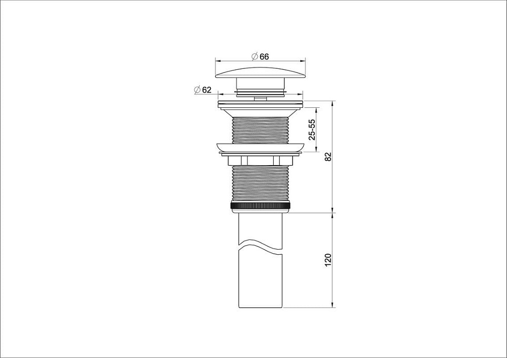 Донный клапан для раковины Wonzon & Woghand WW-88SS04-MB черный матовый