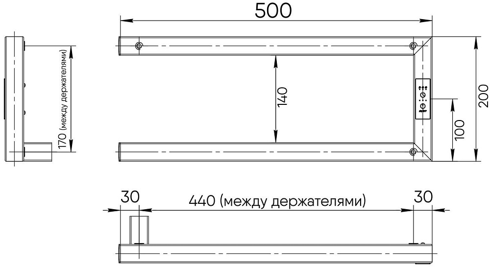 Полотенцесушитель электрический Indigo Nix DGN20-50BRLt 20х50, черный муар