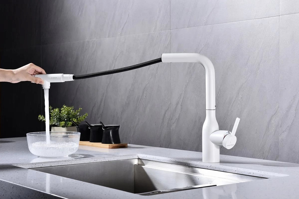 Смеситель для кухни Paulmark Viper Vi213105-WH матовый белый