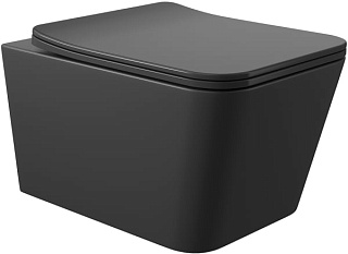 Унитаз подвесной Aqueduto Macio MAC0140 матовый черный, с ершиком Ridder Gaudy 2231414 оранжевый
