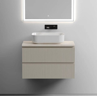 Тумба с раковиной Sancos Snob T 80 см, beige soft, столешница бежевая, раковина CN6011
