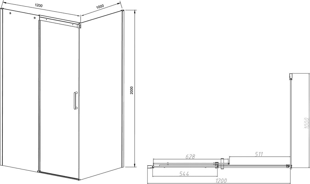 Душевой уголок Vincea Dice VSR-4D1012CLB 120х100 см, профиль черный