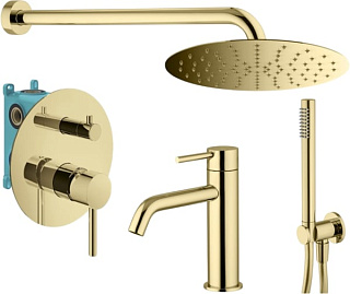 Комплект для ванной Plumberia Selection Ixo KITXO18OR53 С ВНУТРЕННЕЙ ЧАСТЬЮ, золото 24к