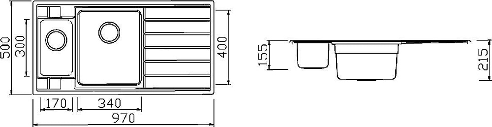 Мойка кухонная Seaman Eco Roma SMR-9750B2 без отверстий
