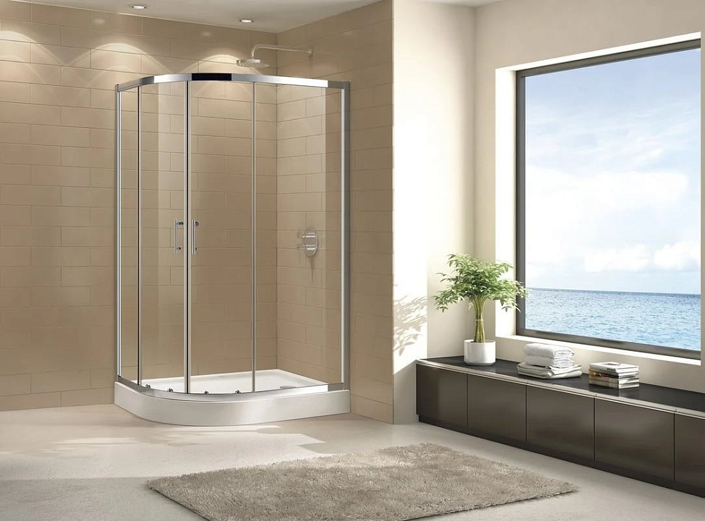 Душевой уголок Cezares Eco O-RH-2 100x80, профиль хром, стекло прозрачное