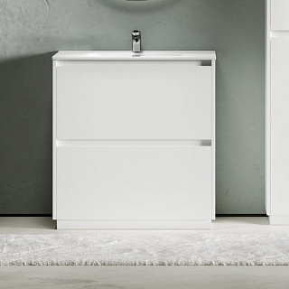 Тумба с раковиной Sancos Libra Floor 80 белый глянец, белая раковина CN7005