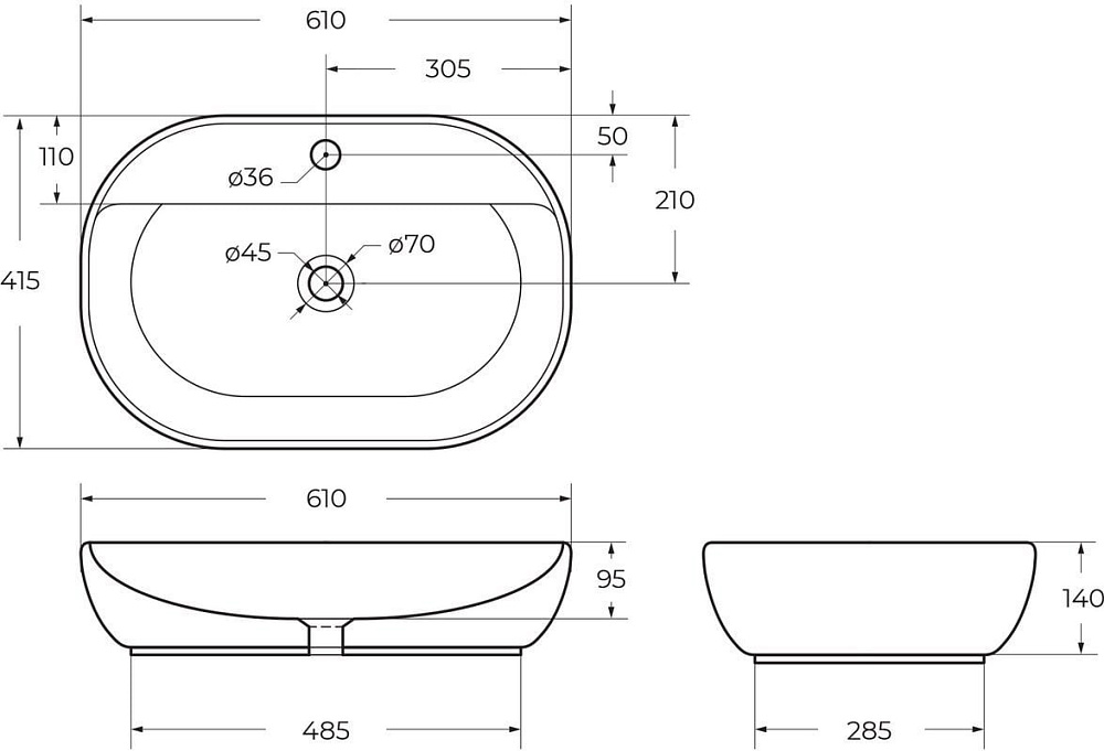 Накладная раковина BelBagno BB1346 накладная