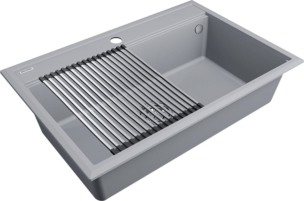 Мойка кухонная Paulmark Stepia + Step PM117551-GRS+R375-BS серый дым