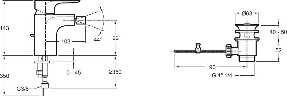 Смеситель для биде Jacob Delafon Aleo E72279-CP