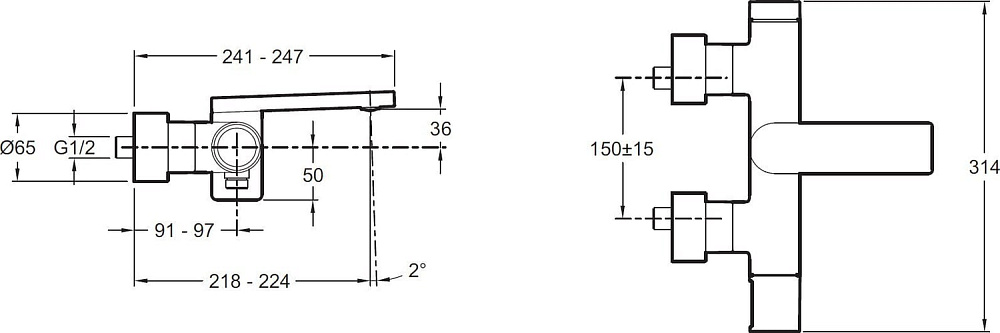 Смеситель для ванны с душем Jacob Delafon Composed E73095-CP