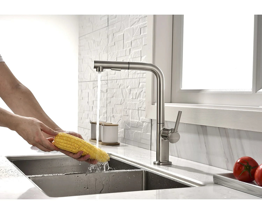 Смеситель для кухни Paulmark Neo Ne214419-BS, брашированная сталь