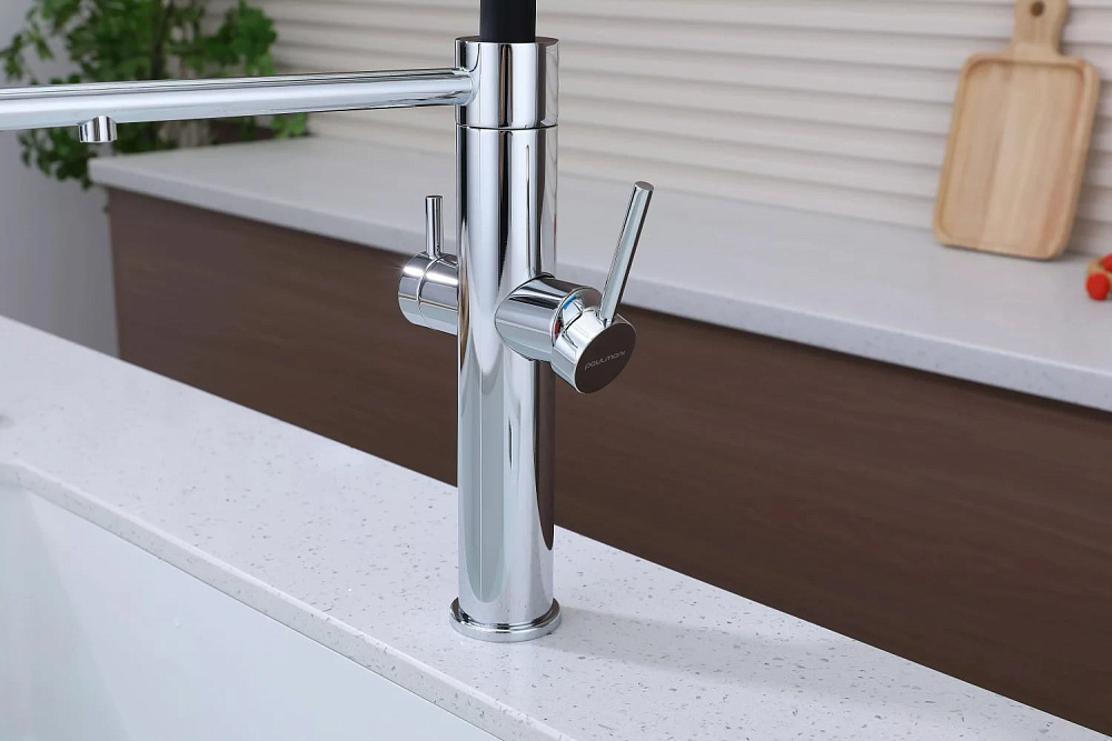 Смеситель для кухни Paulmark Nexus Ne213999-CR с гибким изливом, хром