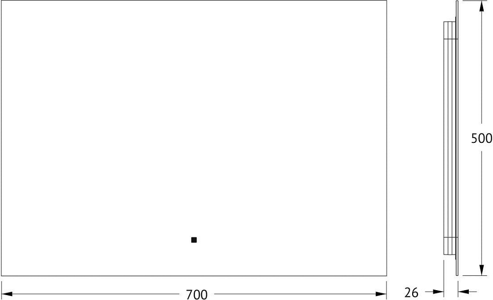 Зеркало Defesto Glow DF 2514RH 70х50 с LED-подсветкой, 3000 K, инфракрасный выключатель