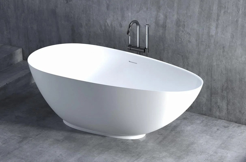Ванна из искусственного камня Salini Paola S-Stone 160x75 см, отдельностоящая, матовая белая, овальн