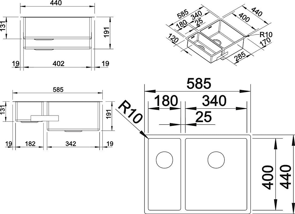 Мойка кухонная Blanco Claron 340/180-U R
