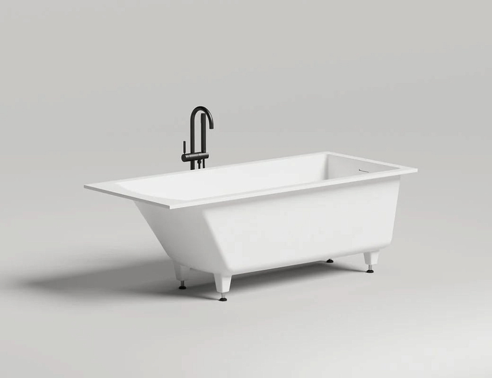 Ванна из искусственного камня Salini Cascata Kit S-Sense 170x75 см, встраиваемая, матовая белая, на 