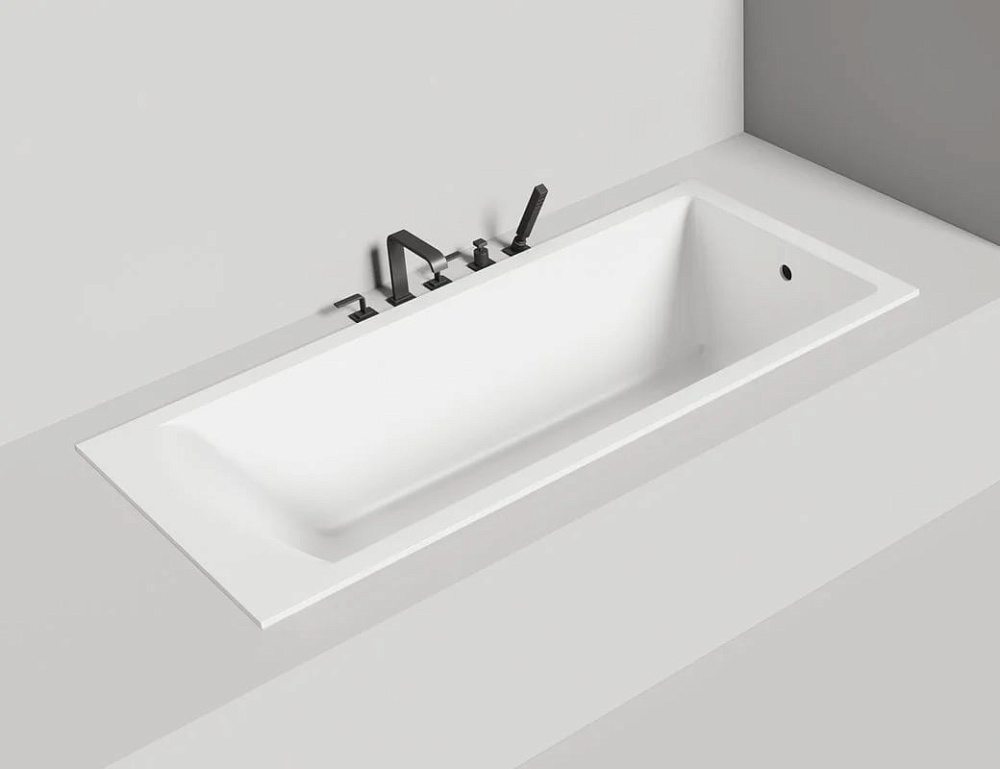 Ванна из искусственного камня Salini Cascata S-Sense 180x80 см, встраиваемая, матовая белая, на ножк