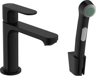 Смеситель для раковины Hansgrohe Rebris S 72215670 с гигиеническим душем, черный матовый