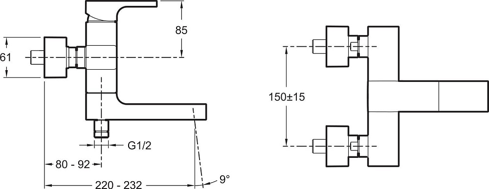 Смеситель для ванны с душем Jacob Delafon Strayt E45370-CP